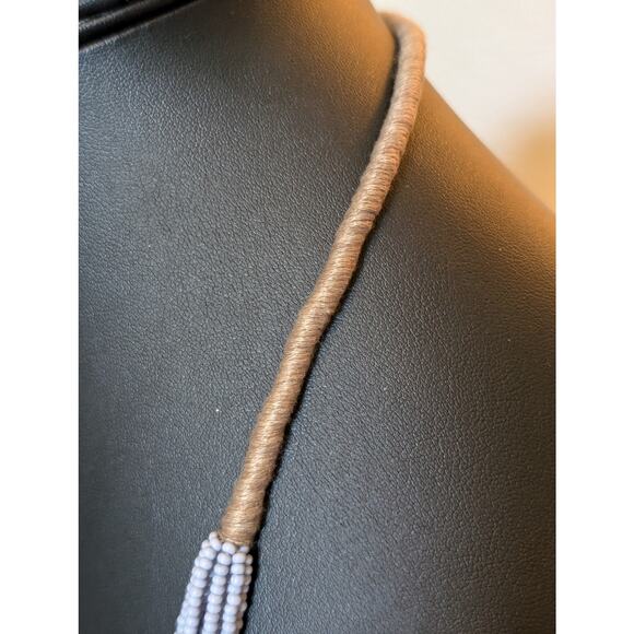 Dusty Blue Seed Bead Ten Strand Tribal Vibe Wrapped Pull Over Long 40" Necklace - Picture 3 of 5